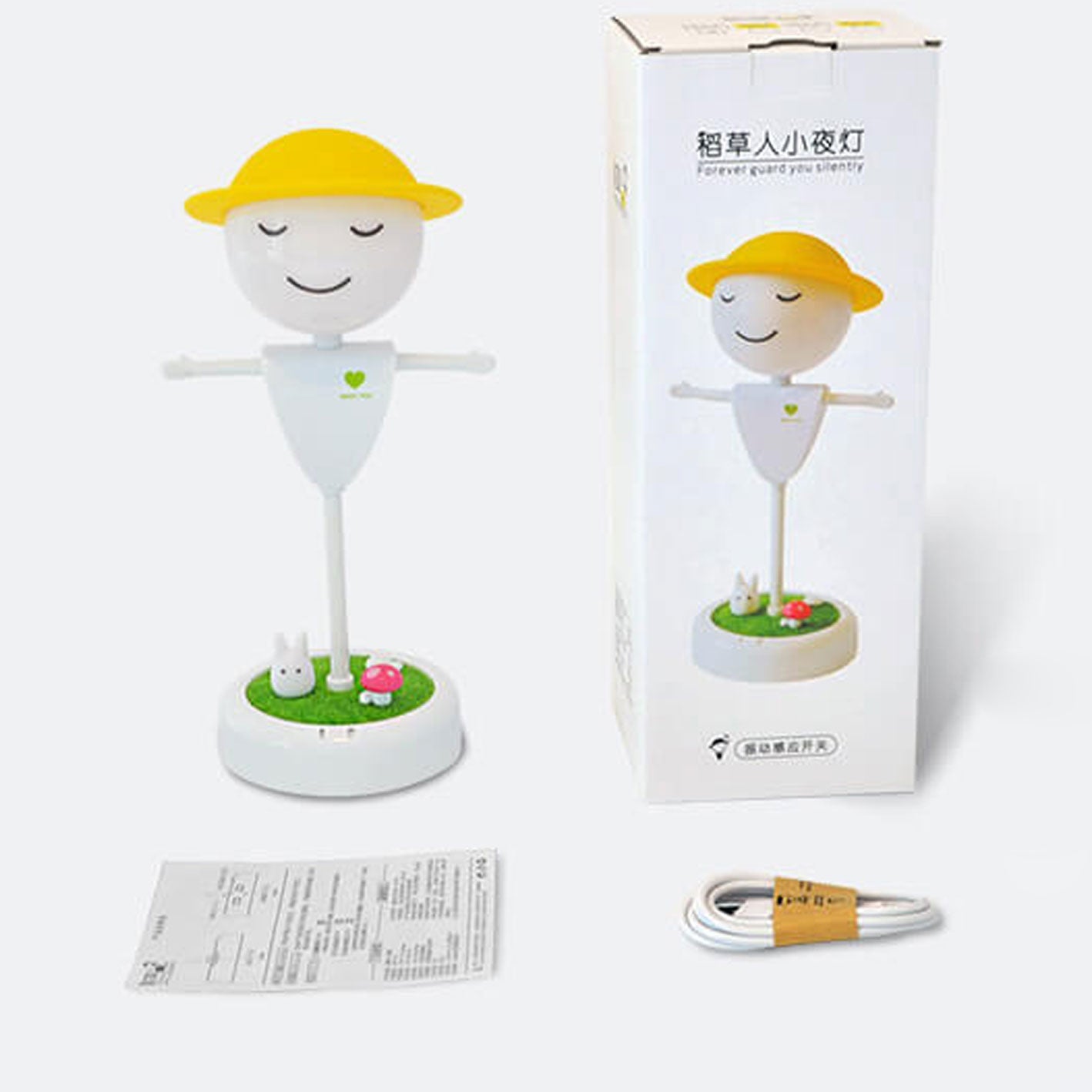 Cartoon Scarecrow Smiling Face USB Charging LED Night Light Table Lamp