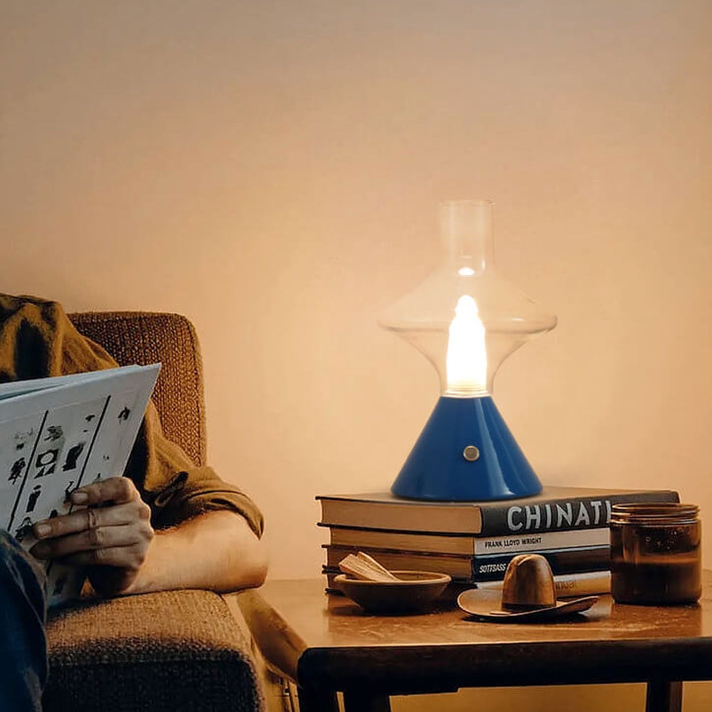 Nordic Retro High Boron Glass USB Charging LED Night Light Table Lamp