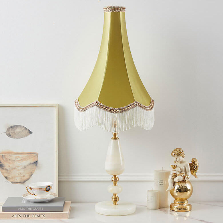 Modern Light Luxury Fabric Fringed Horn 1-Light Table Lamp