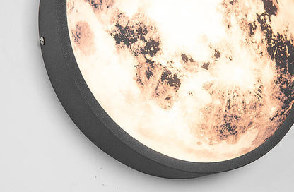 Modern Outdoor Moon Round Waterproof Wall Sconce Lamp