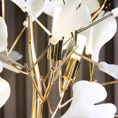 Nordic Romantic Ginkgo Leaf Decorative Acrylic Iron 5-Light Standing Floor Lamp