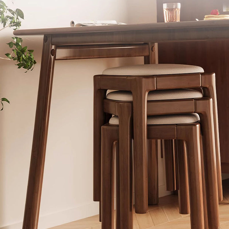 Modern Simplicity Wood Cat's Paw Leather Sponge Square Vanity Stool Backless For Bedroom