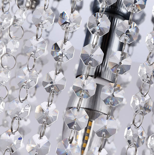 Modern Minimalist Crystal Bead Curtain Round 1-Light Semi-Flush Mount Ceiling Light
