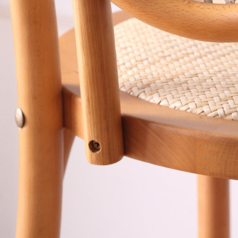 Traditional Vintage Round Rattan Woven Wooden Dining Chair Backrest For Dining Room
