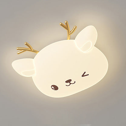 Modern Simplicity Kids Iron PE Deer Elliptical LED Flush Mount Ceiling Light For Bedroom