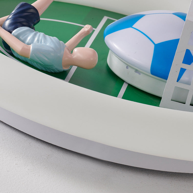 モダンアールデコサッカーラウンドアクリルアイアンLEDフラッシュマウントシーリングライトリビングルーム用