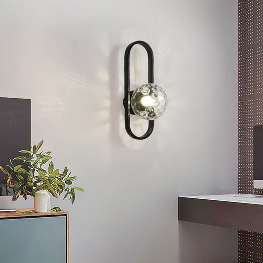 Modern Minimalist Oval Ring Iron Glass 1-Light Wall Sconce Lamp