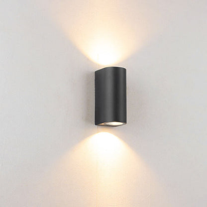 Modern Simple Outdoor Waterproof Aluminum Glass Cylinder 2-Light Wall Sconce Lamp