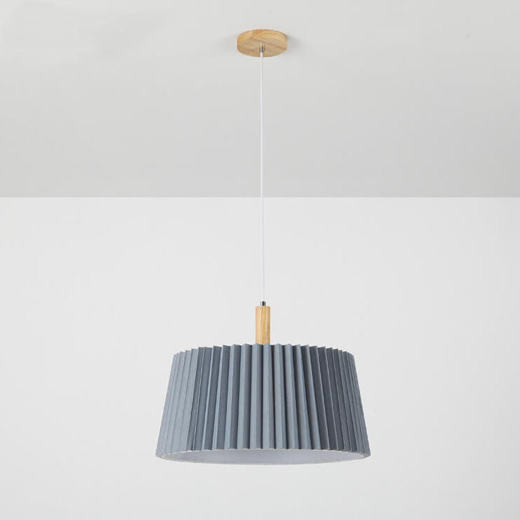 Nordic Minimalist Solid Color Solid Wood Fabric 1-Light Pendant Light