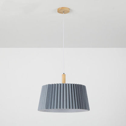 Nordic Minimalist Solid Color Solid Wood Fabric 1-Light Pendant Light