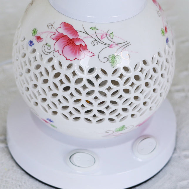 Contemporary Scandinavian Flower Umbrella Glass Ceramic 1-Light Table Lamp For Bedroom