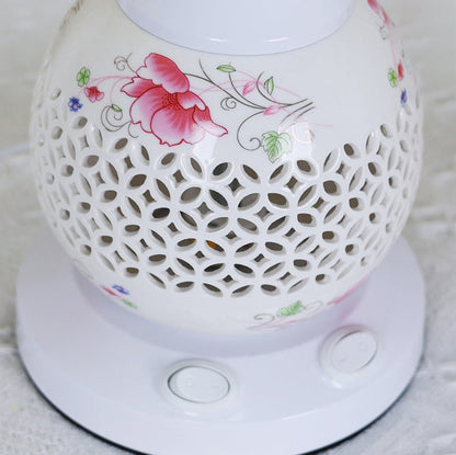 Contemporary Scandinavian Flower Umbrella Glass Ceramic 1-Light Table Lamp For Bedroom