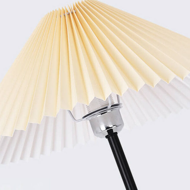 Nordic Modern Pleated Canvas Shade Iron Tripod 1-Light Standing Floor Lamp