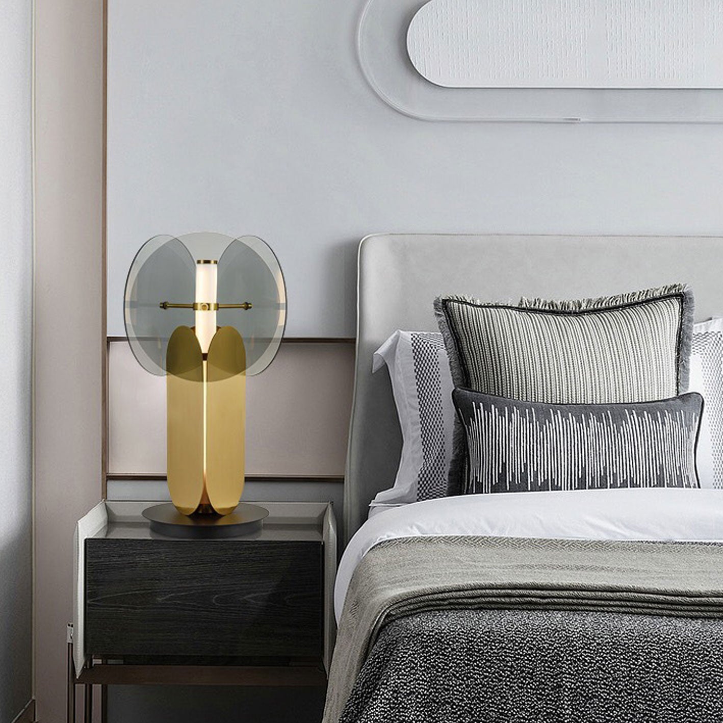 Modern Creative Splicing Glass Iron LED Table Lamp