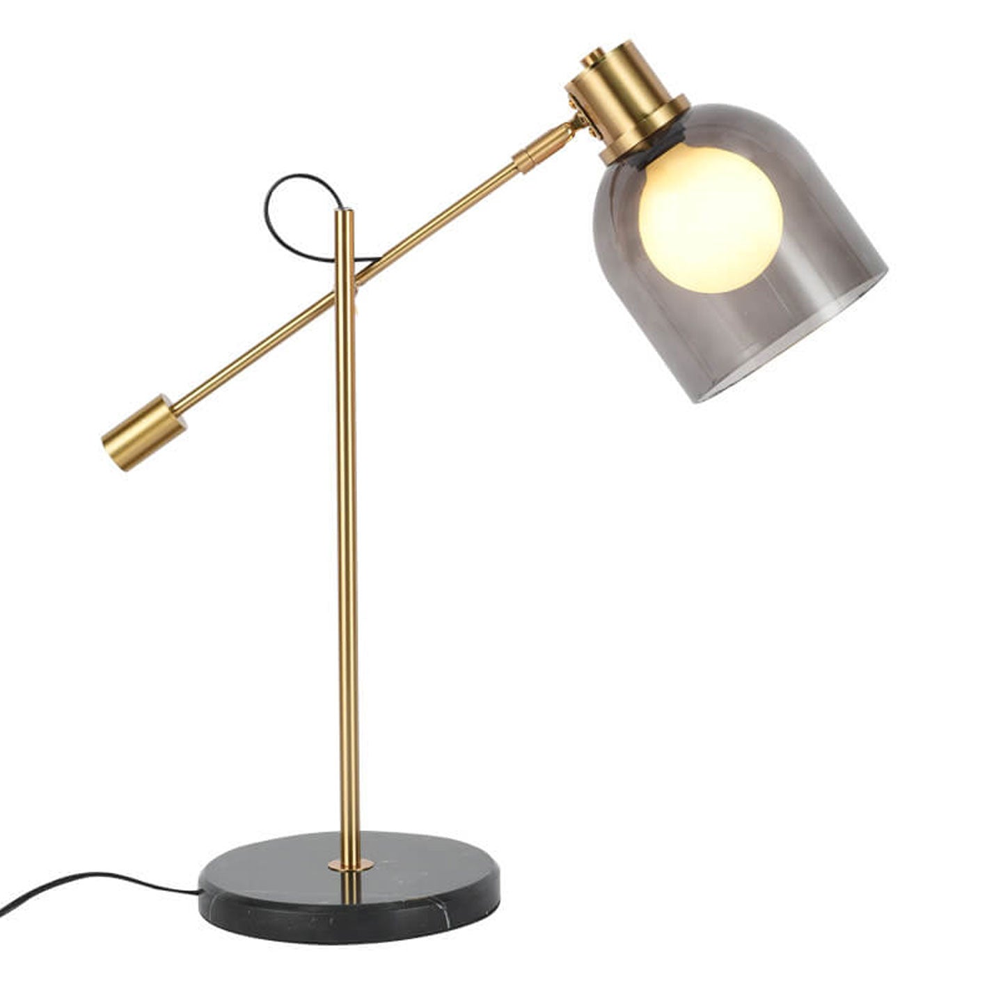 Postmodern Smoke Gray Glass Dome Metal  Arm 1-Light Table Lamp