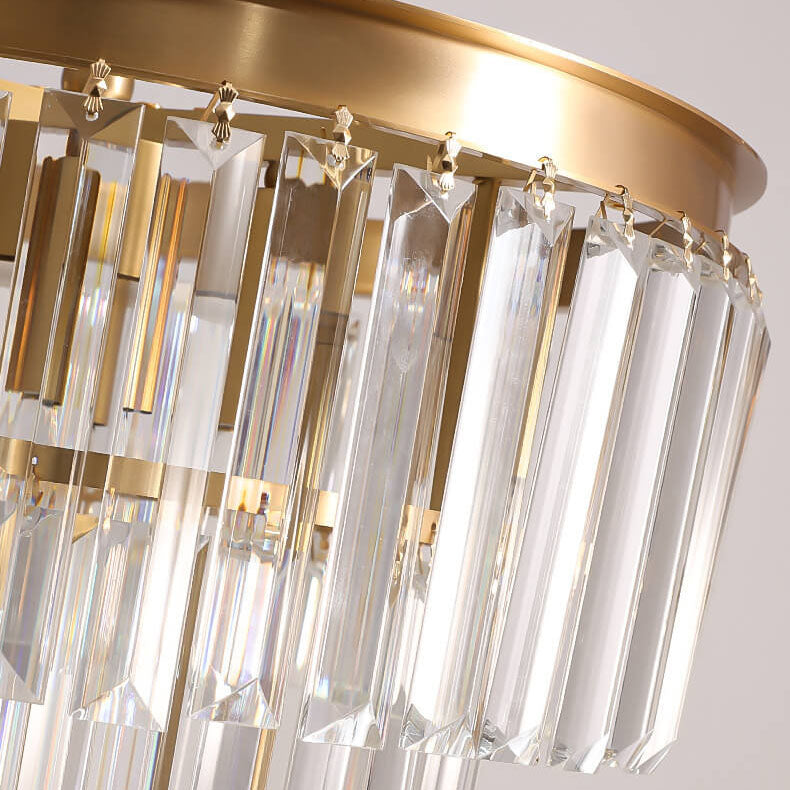 Nordic Light Luxury Prismatic Crystal Round Full Copper 3-Light Table Lamp