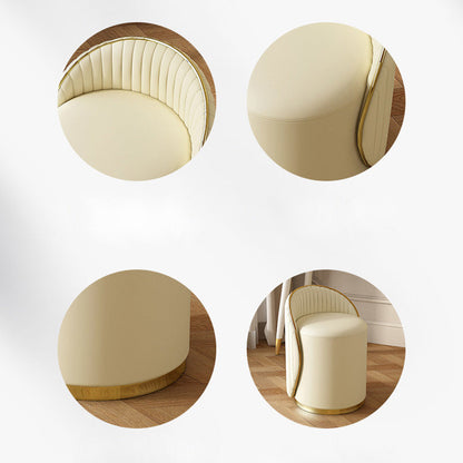 Modern Minimalist Cylinder Iron Nappa Leather Vanity Stool Backrest For Bedroom