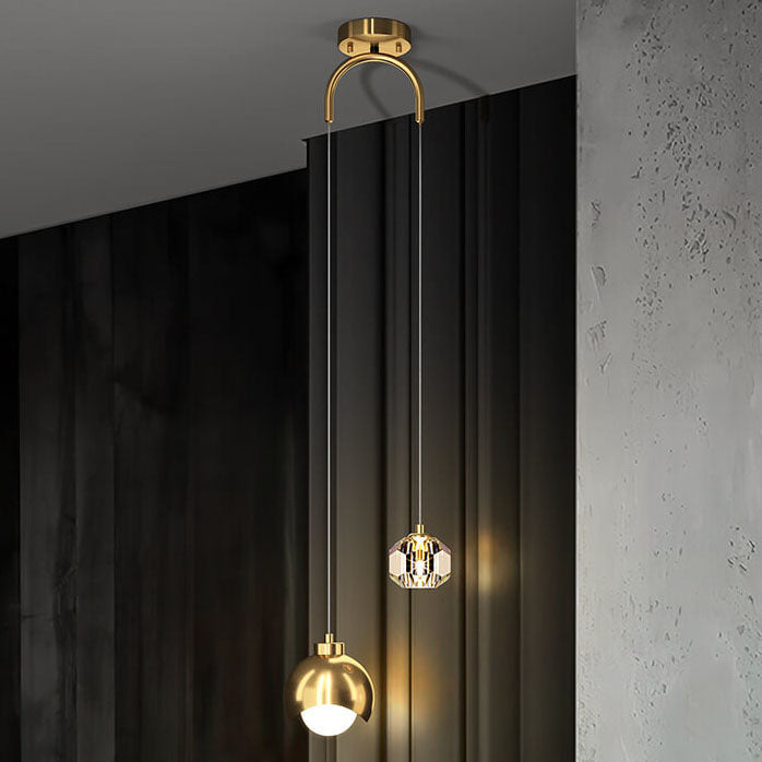 European Style Light Luxury Iron Brass LED Island Light Chandelier