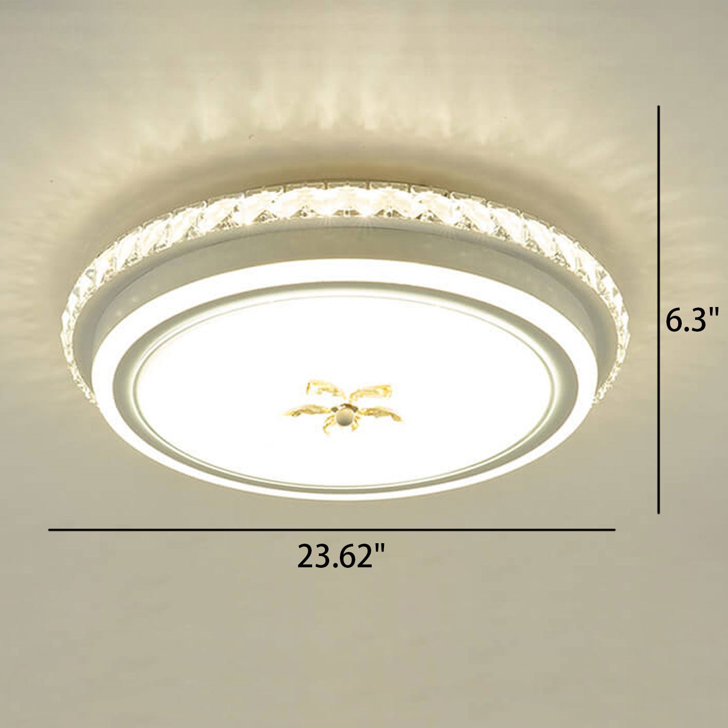 European Crystal Round Flower Design LED Flush Mount Ceiling Light