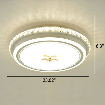 European Crystal Round Flower Design LED Flush Mount Ceiling Light