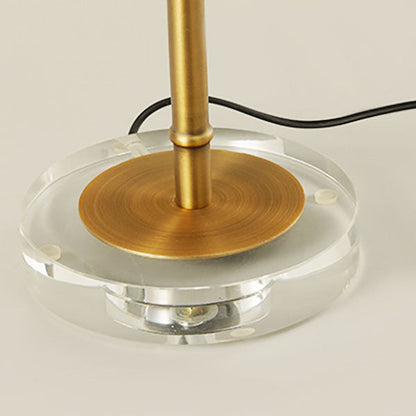 European Luxury Fabric Pleated Cone Long Pole 1-Light Table Lamp