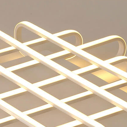 Modern Minimalist Braided Rectangle LED Flush Mount Ceiling Light