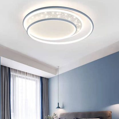 Modern Creative Children's Round Star Aluminum Acrylic LED Flush Mount Lighting
