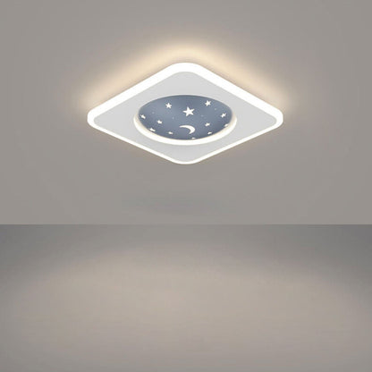 Nordic Minimalist Starry Sky Square Round Wrought Iron Aluminum LED Flush Mount Ceiling Light
