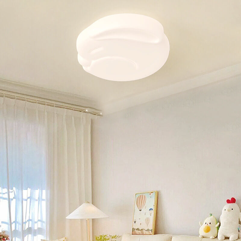 Modern Minimalist Moon Rabbit Design PE Iron LED Flush Mount Ceiling Light