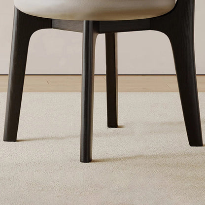Contemporary Simplicity Round Soft Velvet Wooden Frame Dining Chair Backrest Armless For Dining Room