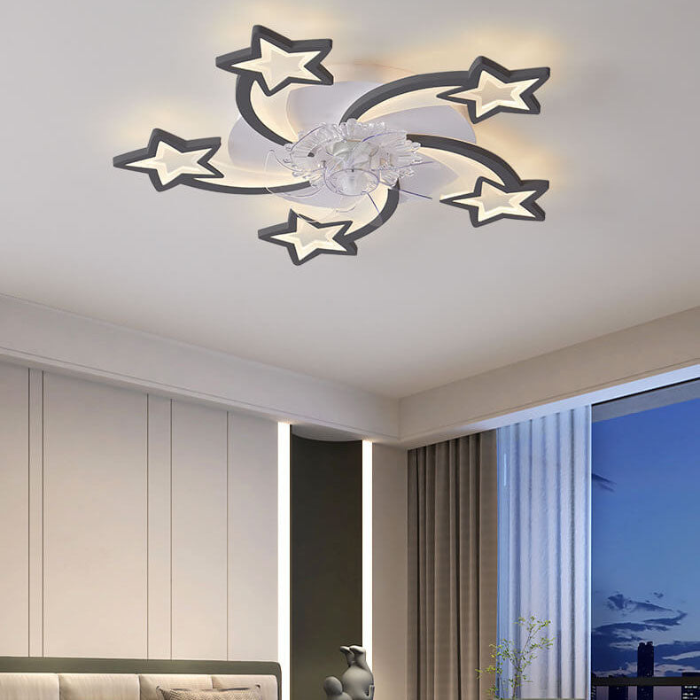 Scandinavian Modern Star Line Iron Acrylic Plastic LED Flush Mount Ceiling Fan Light