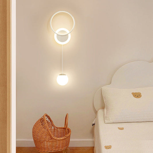 مصباح حائط LED دائري من الأكريليك بتصميم عصري بسيط، مناسب لجانب السرير 