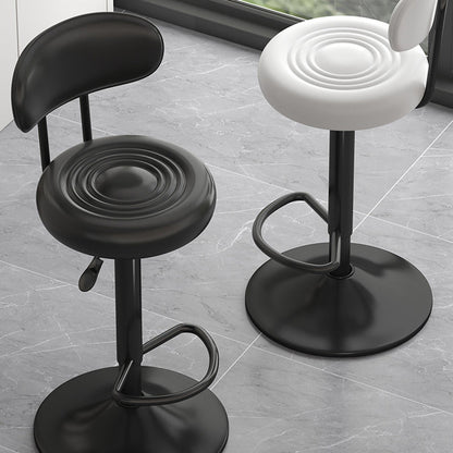 Contemporary Luxury Round Faux Leather Upholstered Swivel Bar Stool Height Adjustable Footrest For Dining Room