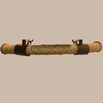 Traditional Farmhouse Iron Hemp Rope Half Circle 2-Light Wall Sconce Lamp For Dining Room