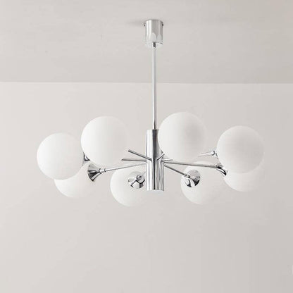 Modern Light Luxury White Round Ball Glass Iron 3/5/8-Light Chandelier