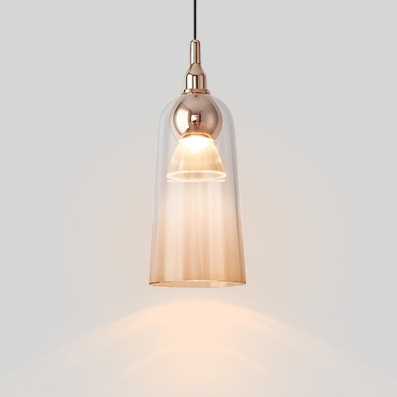 Contemporary Nordic Gradient Acrylic Cup Shade Aluminum LED Pendant Light For Dining Room