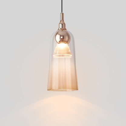 Contemporary Nordic Gradient Acrylic Cup Shade Aluminum LED Pendant Light For Dining Room