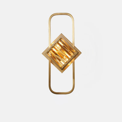 Nordic Luxury Brass Crystal Geometric Ring 2/3 Light Wall Sconce Lamp