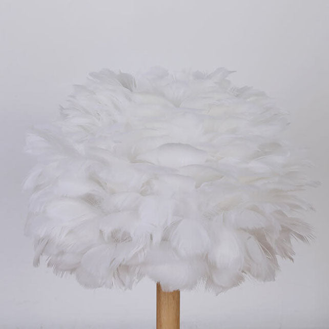 Modern Creative Feather Decorative Solid Wood 1-Light Table Lamp