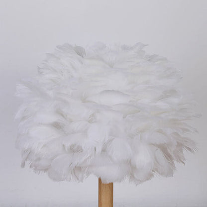 Modern Creative Feather Decorative Solid Wood 1-Light Table Lamp