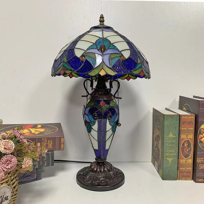 Tiffany Exquisite European Style Stained Glass 3-Light Table Lamp