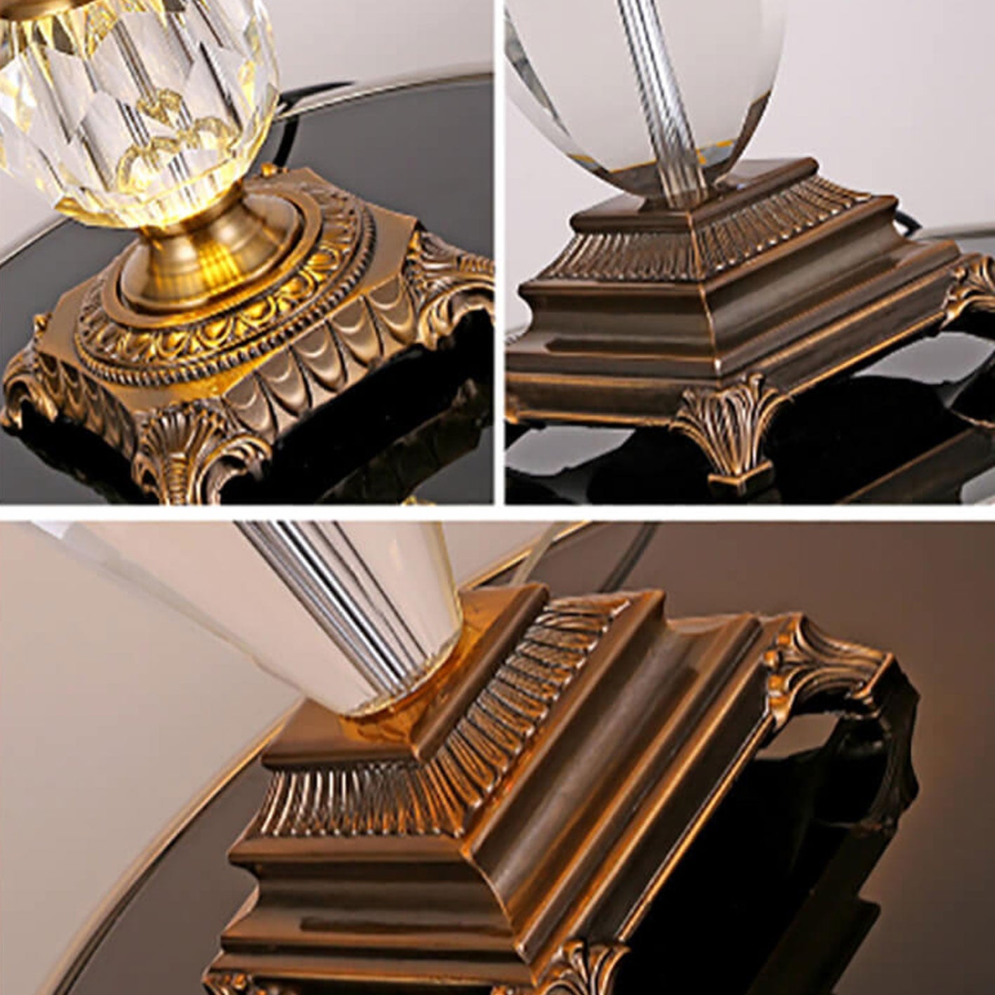 European Light Luxury Zinc Alloy Crystal 1-Light Table Lamp