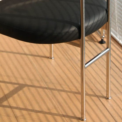 Contemporary Nordic Half Round Microfiber Leather Metal Wood Curved Backrest Dining Chair For Dining Room