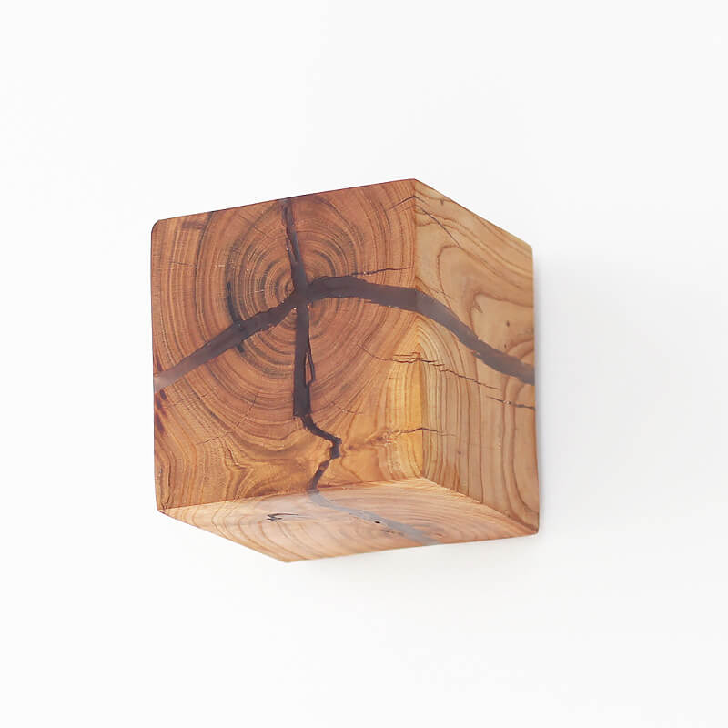 Creative Cracked Solid Wood Square 1-Light Wall Sconce Lamps