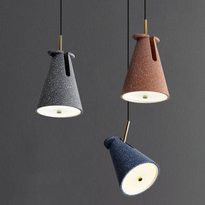 Modern Colorful Resin Terrazzo Cone 1-Light Rotatable Pendant Light