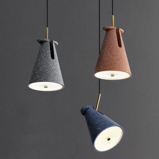 Modern Colorful Resin Terrazzo Cone 1-Light Rotatable Pendant Light