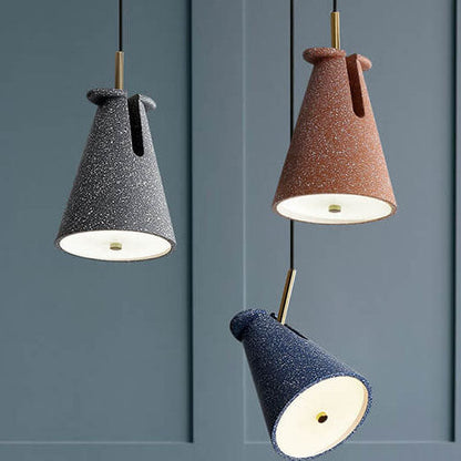 Modern Colorful Resin Terrazzo Cone 1-Light Rotatable Pendant Light