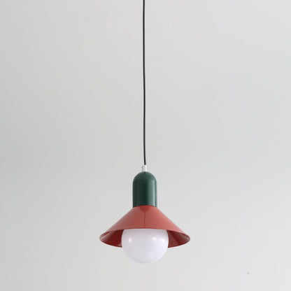 Contemporary Simplicity Macaron Iron Geometric Cone Shape 1-Light Pendant Light For Living Room