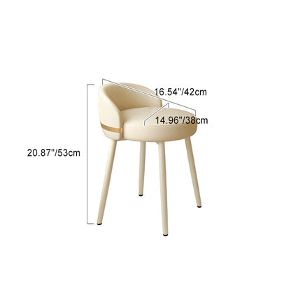 Contemporary Scandinavian Round Napa Leather Swivel Vanity Stool Low Back For Bedroom