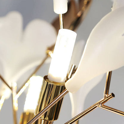 Nordic Romantic Ginkgo Leaf Decorative Acrylic Iron 5-Light Standing Floor Lamp